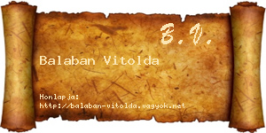 Balaban Vitolda névjegykártya